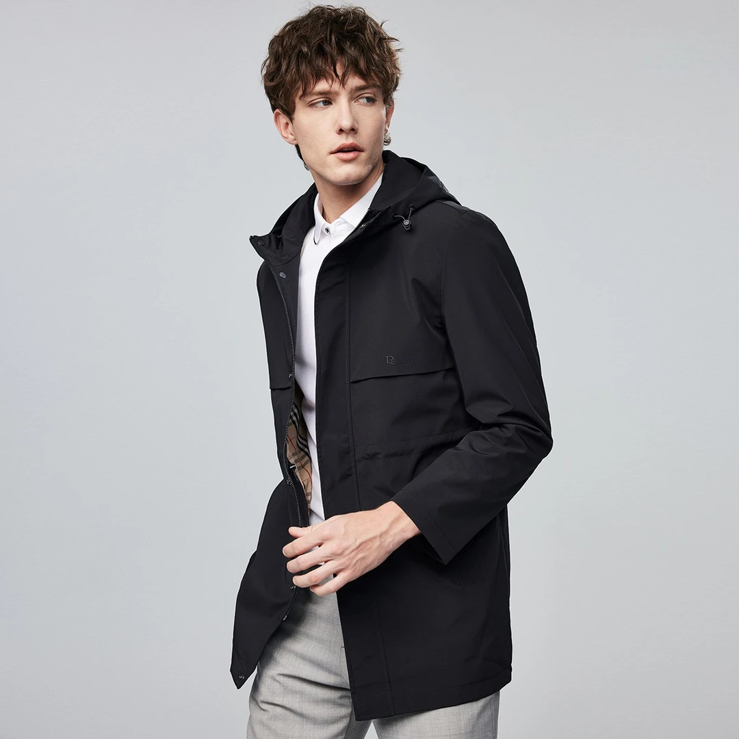 太子龍连帽时尚休闲派克男士运动户外中长款防风商务百搭简约