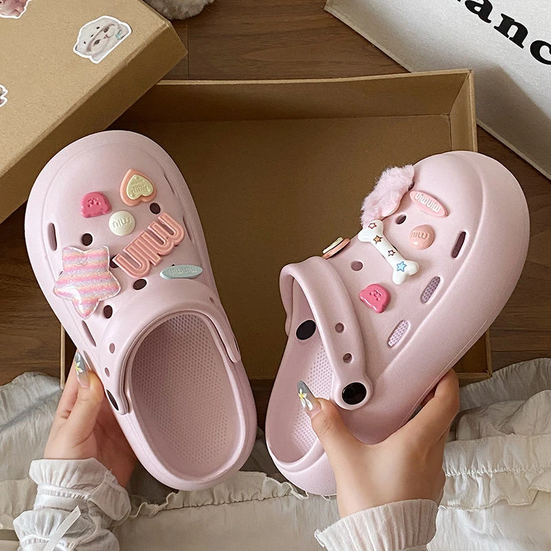 高颜值ins星星小熊骨头洞洞鞋女外穿2025春夏季新款防滑EVA凉拖鞋