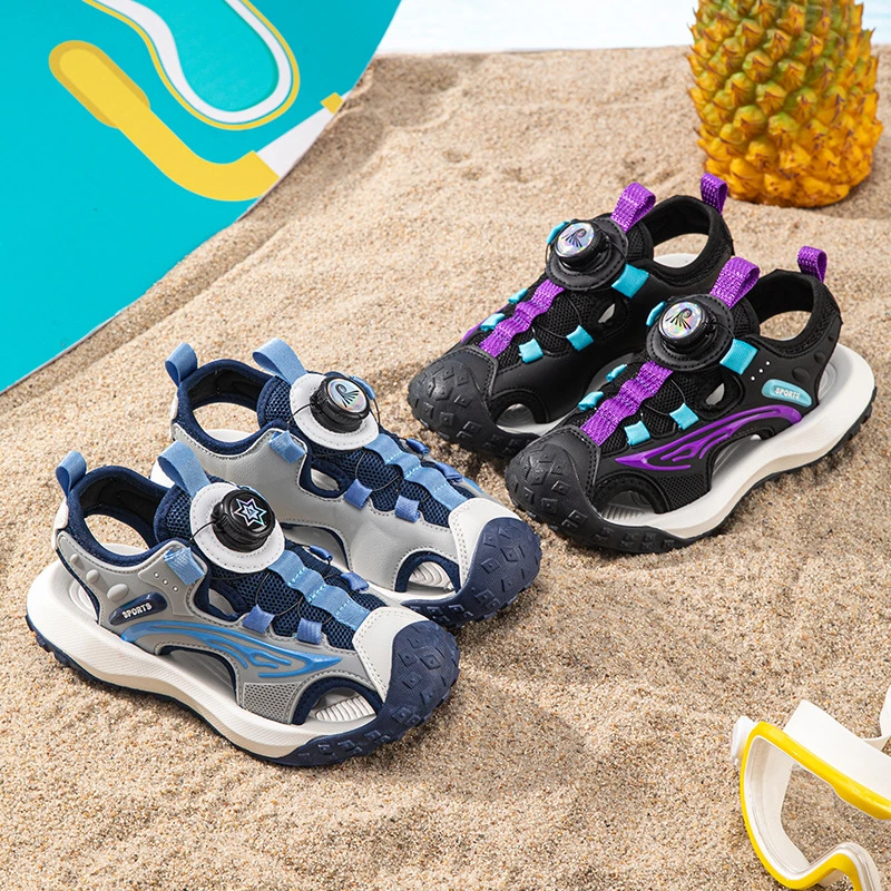 包头凉鞋男童夏季沙滩鞋2025新款防滑软底中大童运动凉鞋