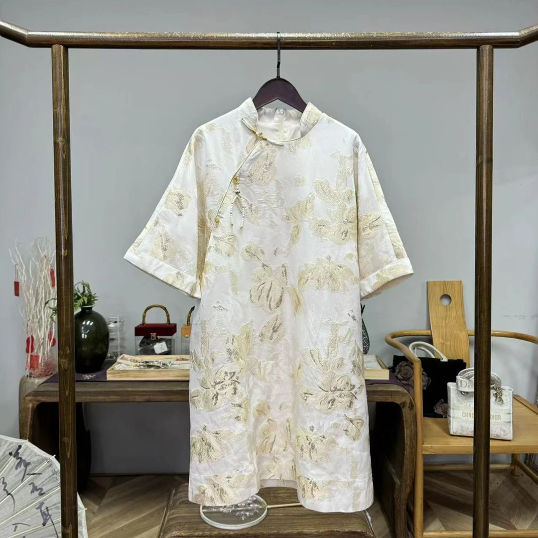 白金百合！织金中式国风连衣裙！ GZ3662