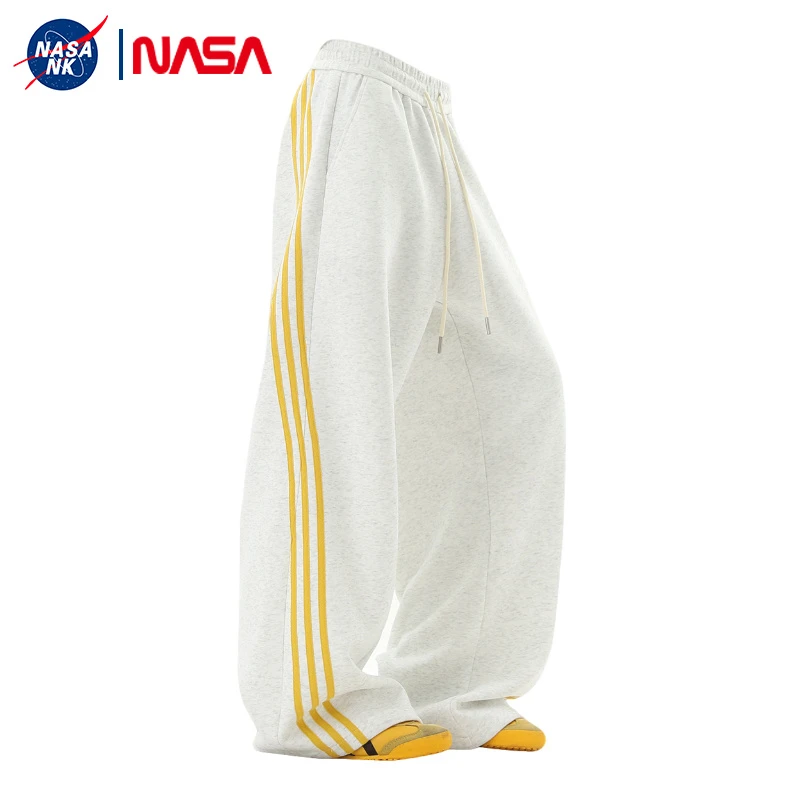 NASA联名条纹休闲裤男春秋款美式潮牌宽松直筒裤高级感男装长裤子