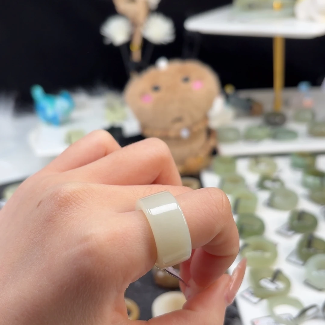 和田玉未镶嵌戒指O34晴水直切16.3