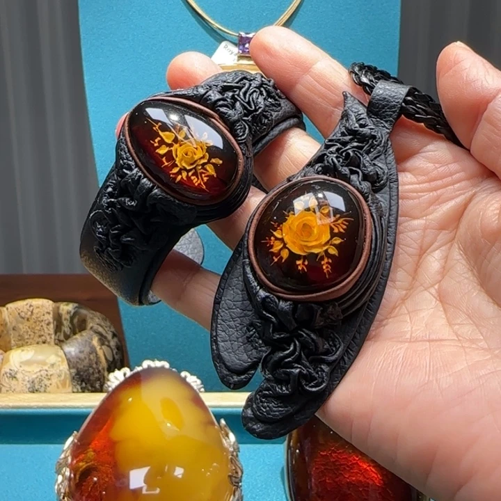 琥珀未镶嵌手链波兰设计款琥珀蜜蜡