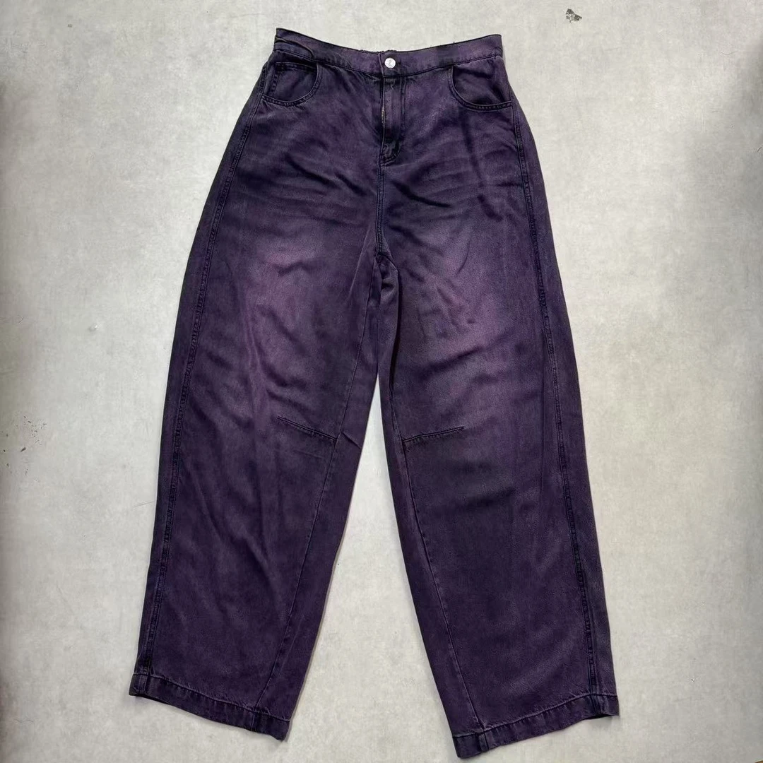 夏季薄牛仔拖地裤宽松牛仔裤哈伦裤女士休闲裤17104