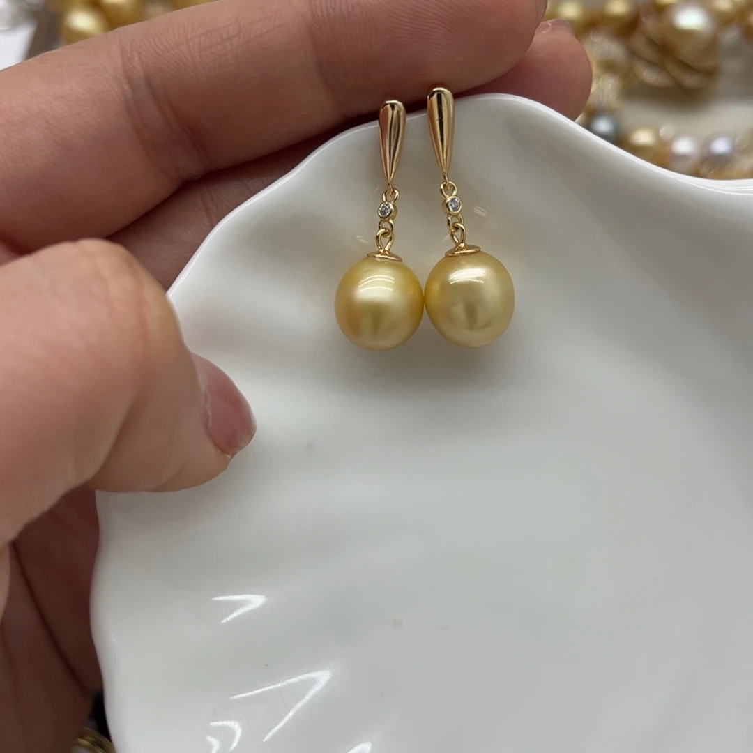 耳饰银S925镶嵌海水珍珠