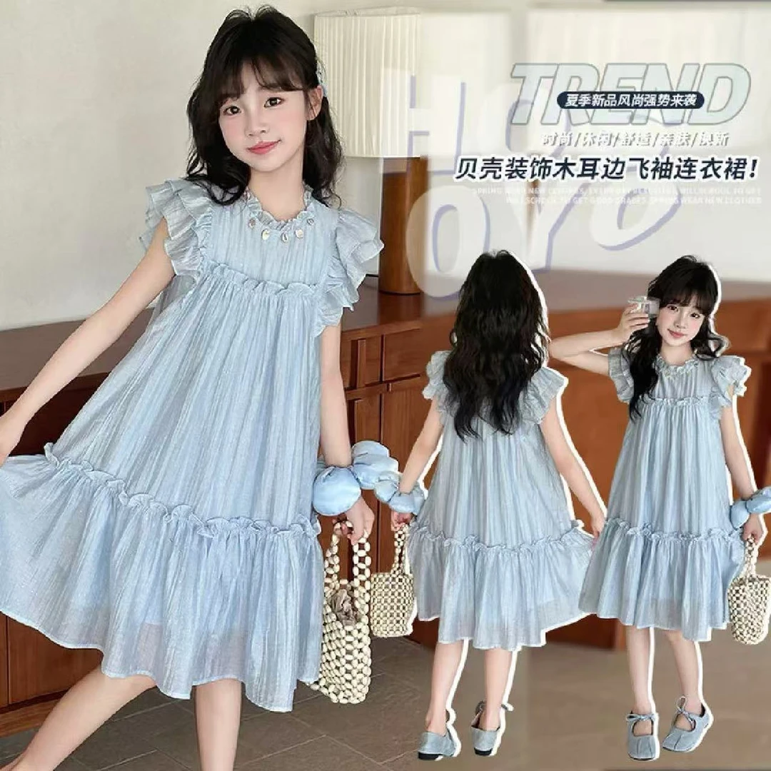 女童2025夏装小女孩时尚花童洋气儿童连衣裙