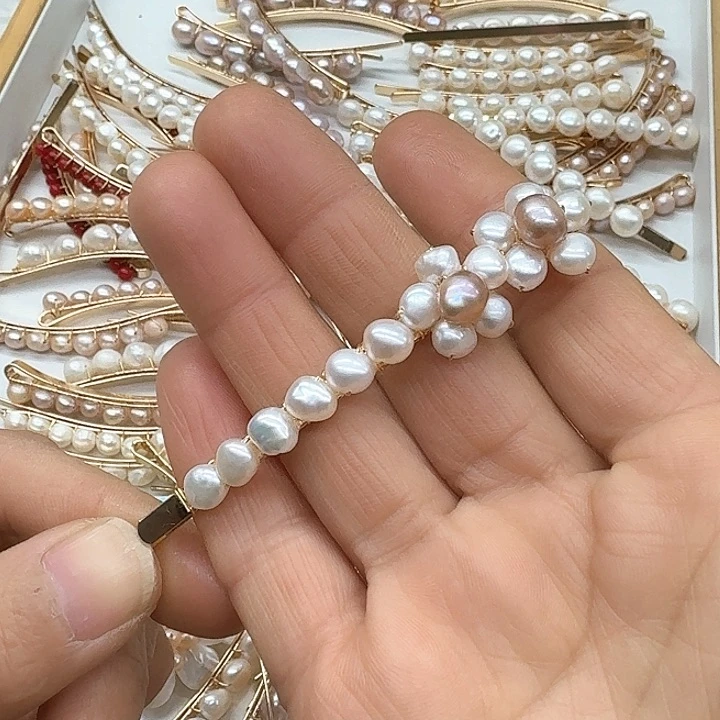 淡水珍珠发饰银S925镶嵌