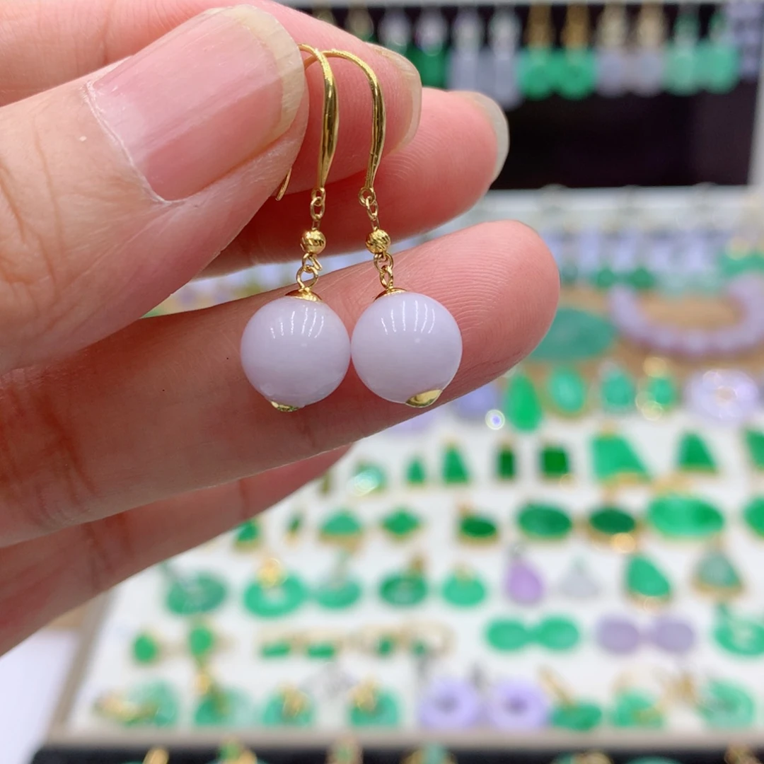 翡翠18K金镶嵌耳饰