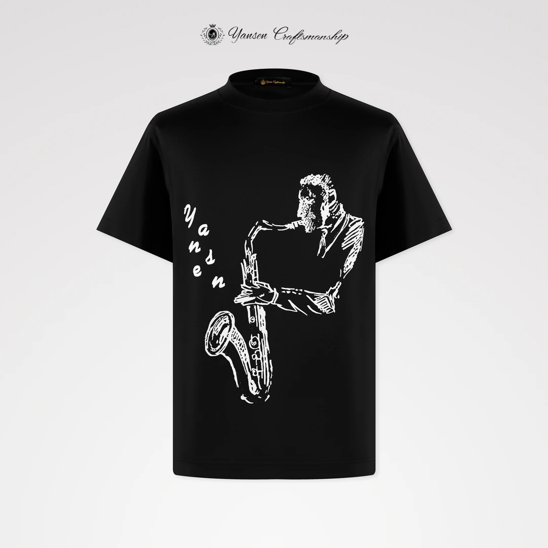 【黑标系列】多重工艺/天鹅绒捷钻刺绣高密圆领短袖T恤 KI024