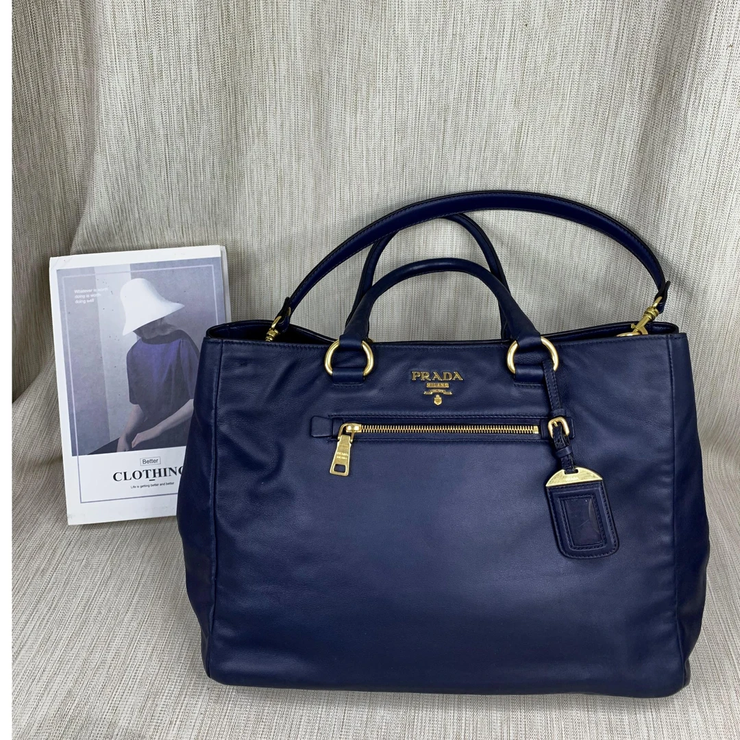95新 Prada/普拉达 深蓝手提托特包/ZH10816035/6035