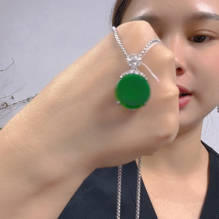 翡翠银S925镶嵌吊坠(不含链)