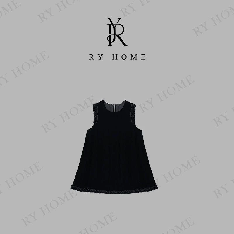 【容雨RYHOME】真丝花边丝绒小香风无袖马甲252MJ1577