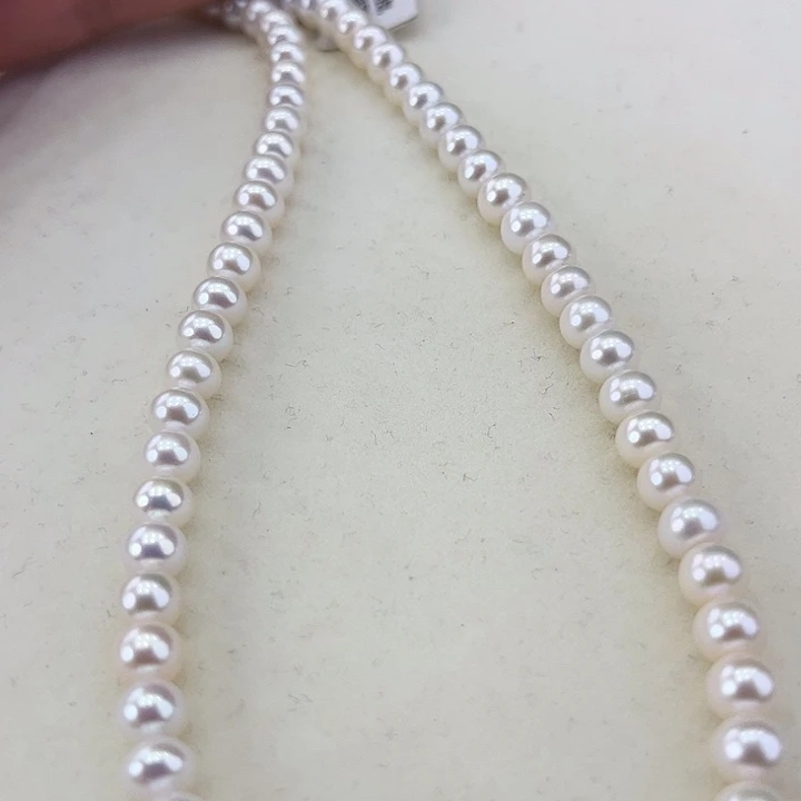 淡水珍珠颈饰银S925镶嵌卡5-6极光炫彩高品