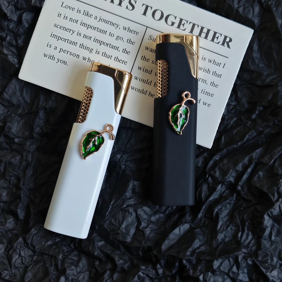 ins手作原创高颜值“翠叶”充气防风金属打火机个性便捷送男女礼物