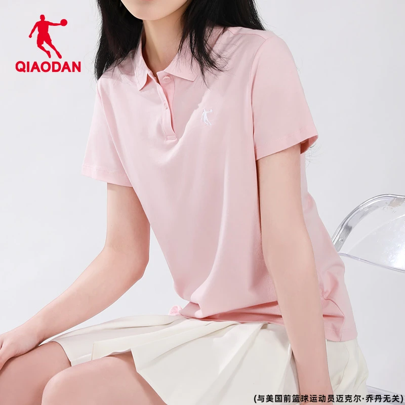 乔丹polo衫女2025夏季新款运动t恤棉感半袖宽松翻领短袖女士透气