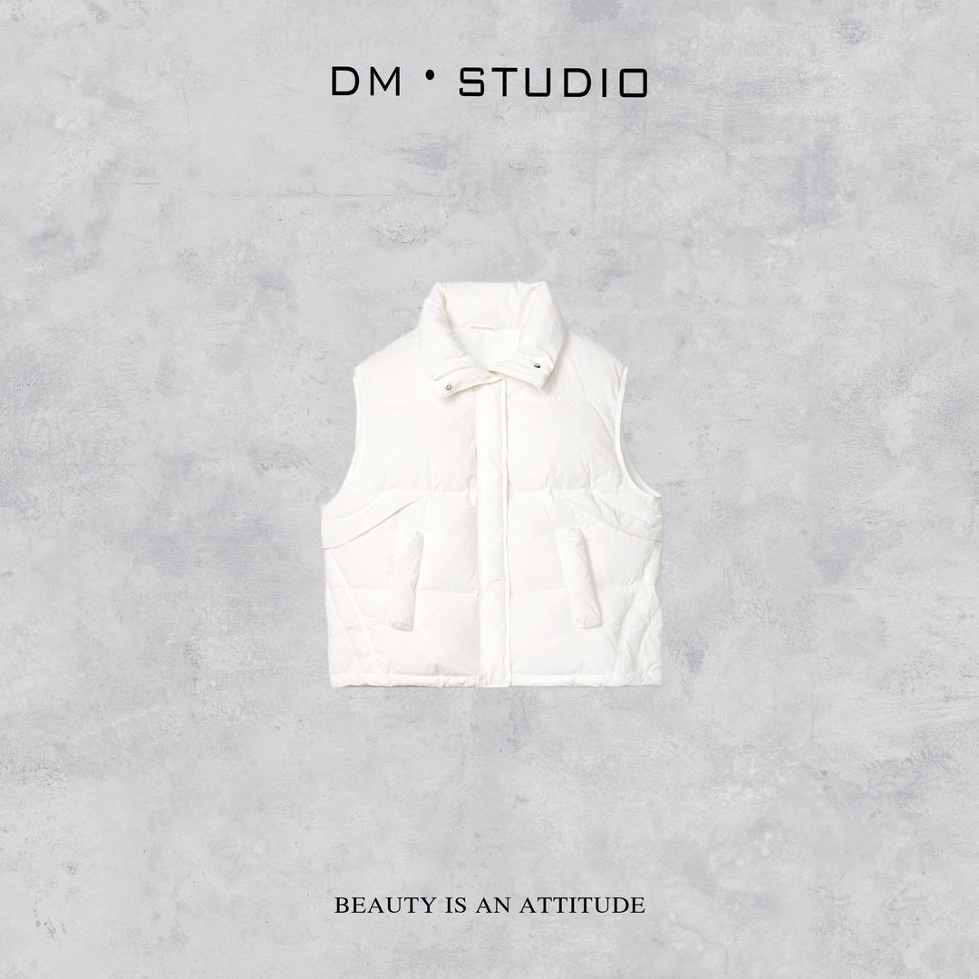 DEDM-DM•STUDIO/秋冬保暖静奢百搭气质90%白鸭绒羽绒马甲（832333）