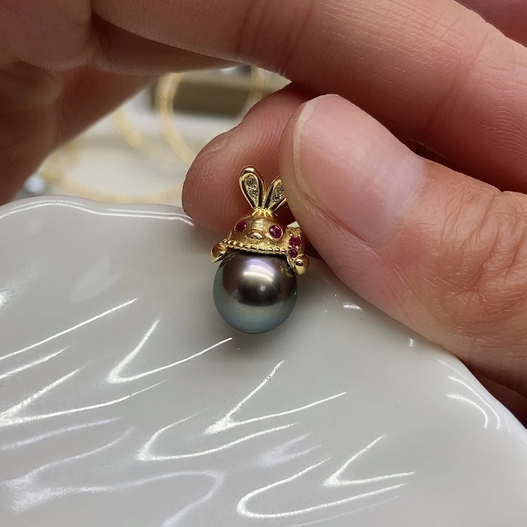 银S925镶嵌海水珍珠吊坠(不含链)