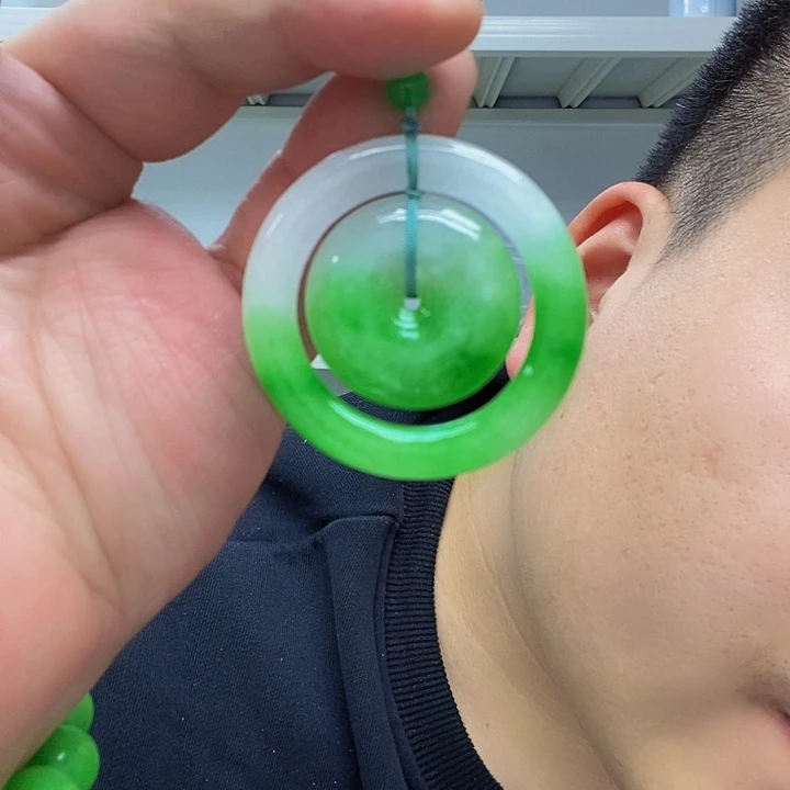 翡翠颈饰14K金镶嵌185子母扣