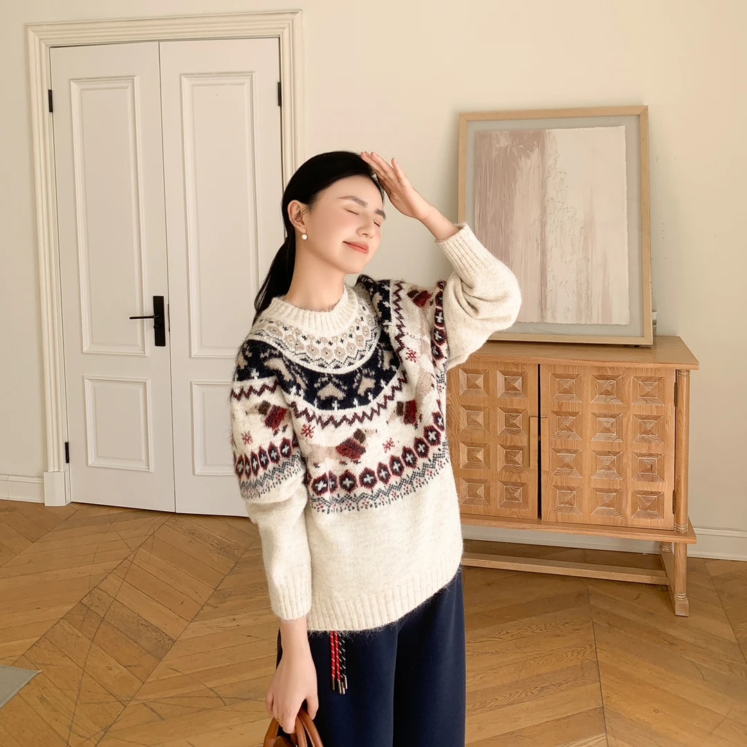 ZMA孕妇装【提花毛衣】费尔岛·时尚洋气时髦2025秋季新款秋冬长裤