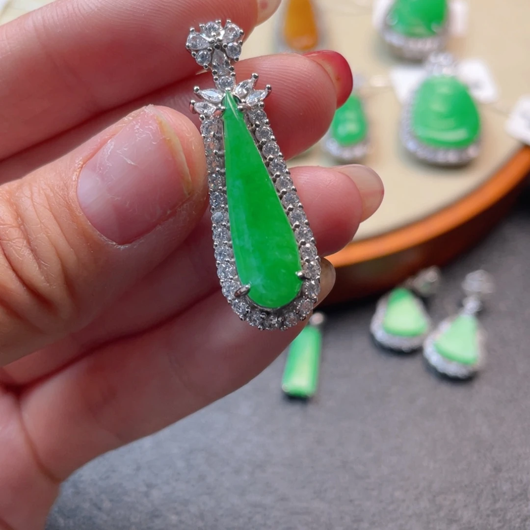 翡翠吊坠(不含链)银S925镶嵌