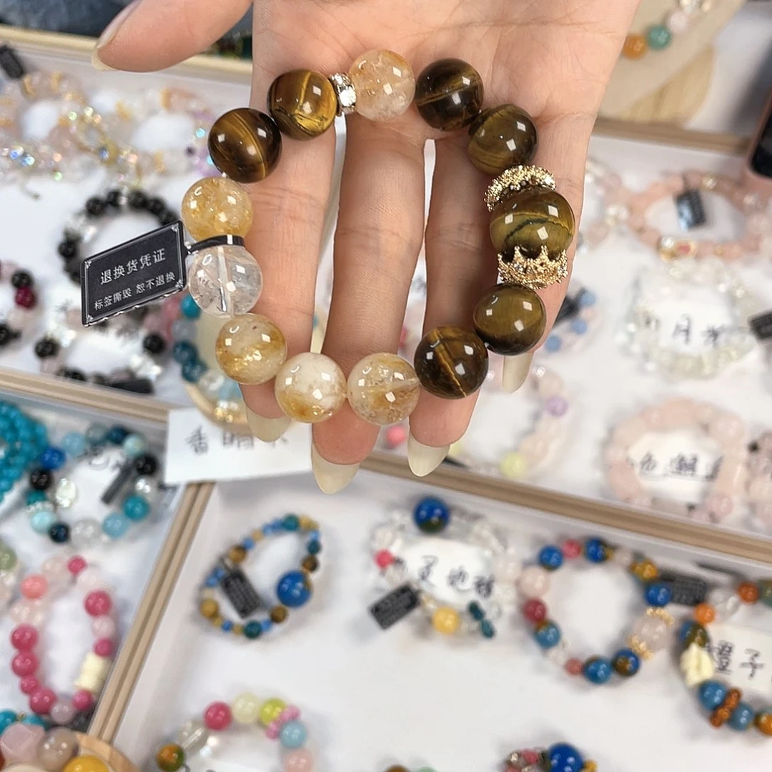 水晶手链银S925镀金镶嵌