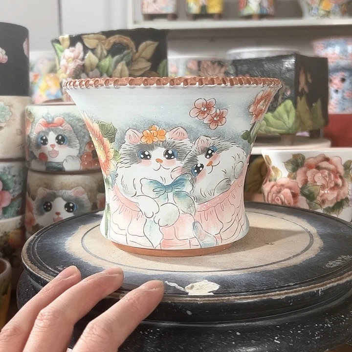 景德镇市昌江区手绘花盆 满38包邮