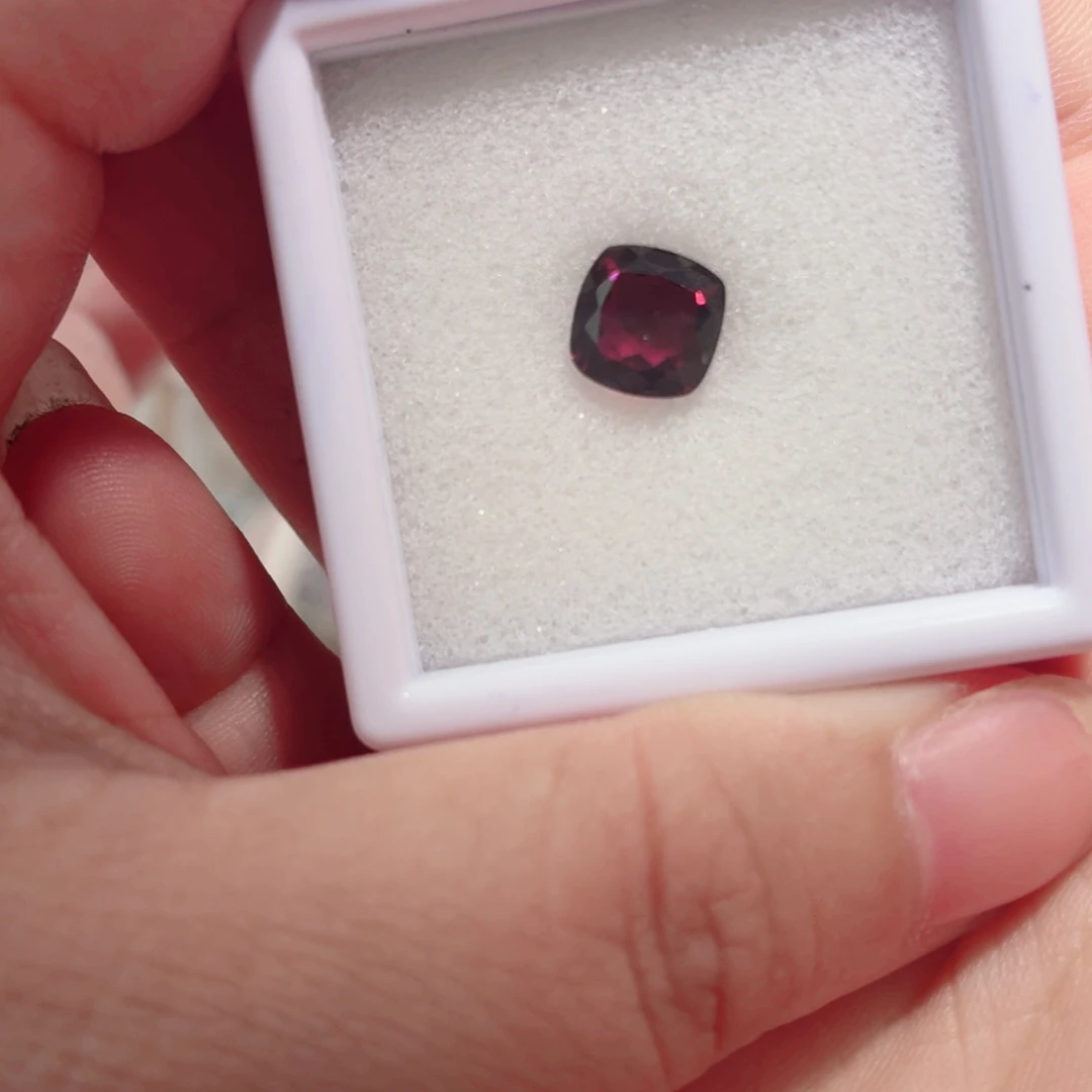 裸石银S925镶嵌红色碧玺国首质检