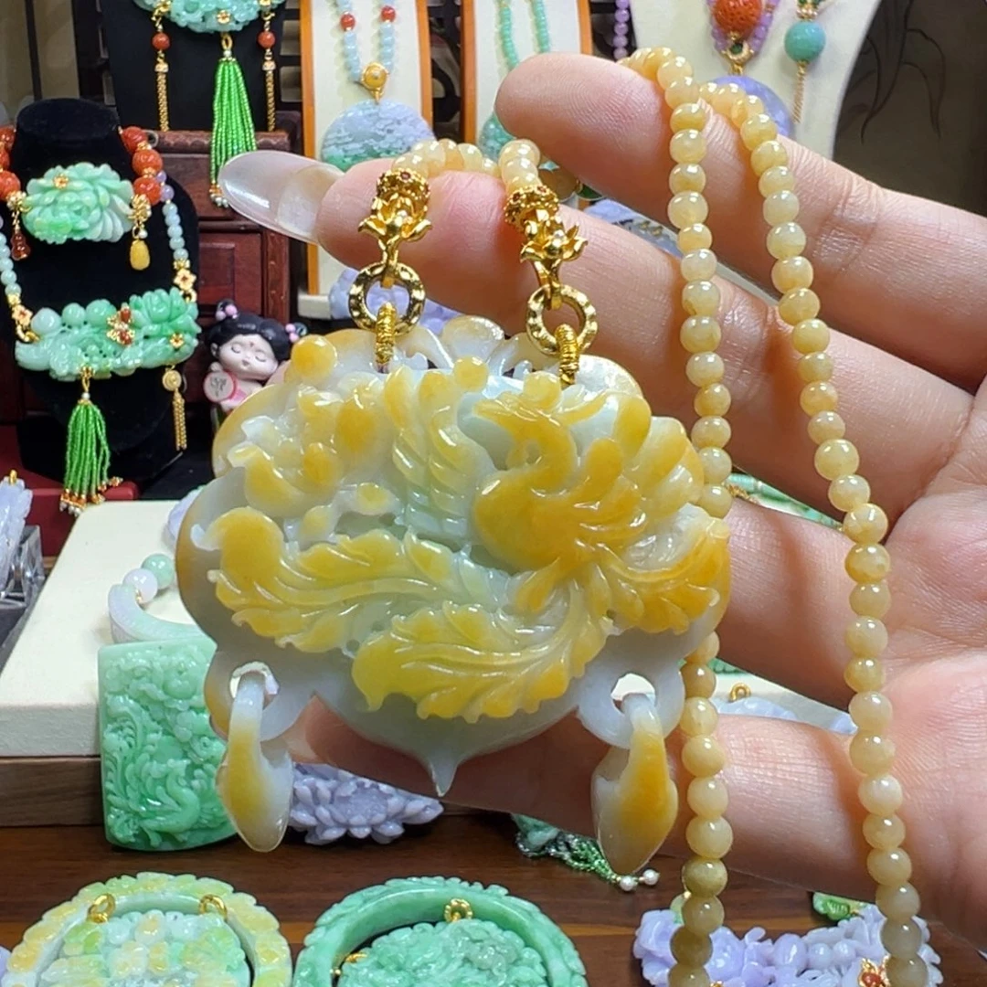 翡翠未镶嵌吊坠(赠链)凤凰