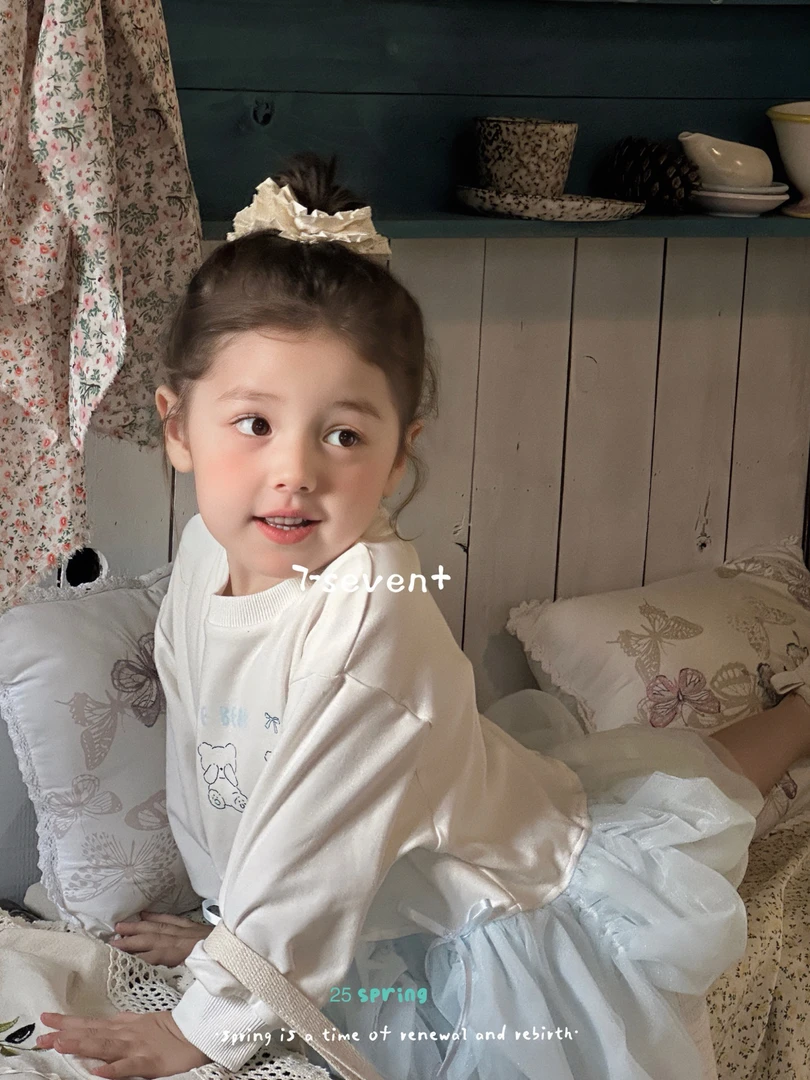 【7seven】25春 女童可爱拼纱卫衣裙+白色韩版花边打底裤