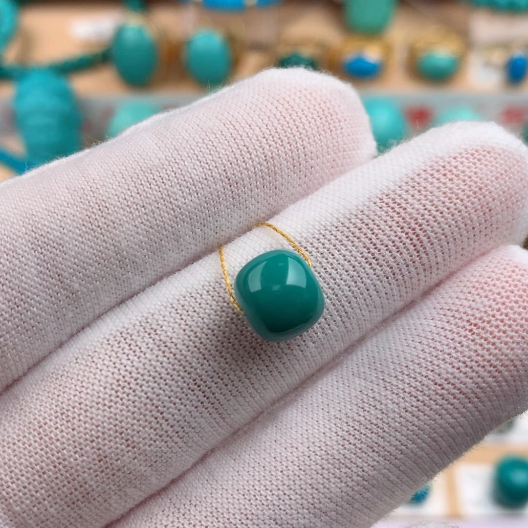 未镶嵌绿松石珠宝奇石8.5-7.5mm