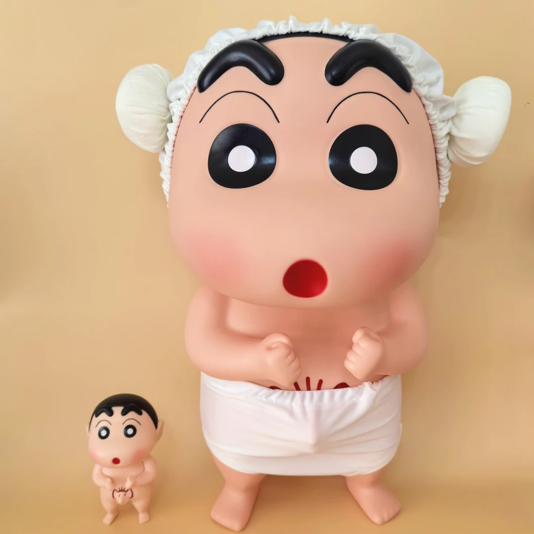 大号洗澡小新浴帽小新手办摆件模型搪胶公仔大象小新电脑桌摆件