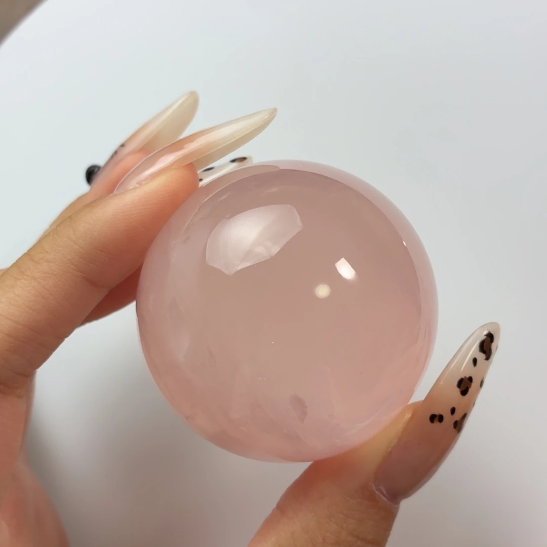 珠宝半成品芙蓉石未镶嵌蜜桃粉48.6mm