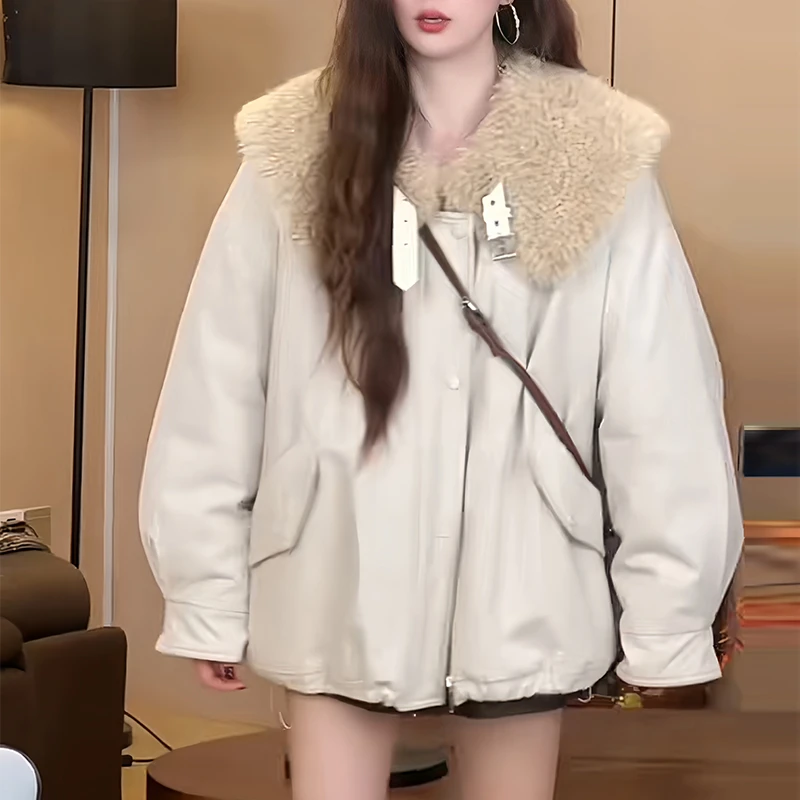 SHALLDOER 棉衣穿搭大毛领棉服2025冬季新款流行氛围优雅外套女装