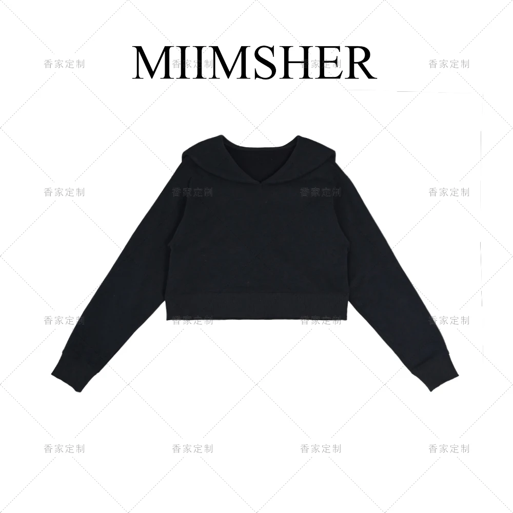 海豚湾星空海军领卫衣字母贴布刺绣休闲女秋季MS242028