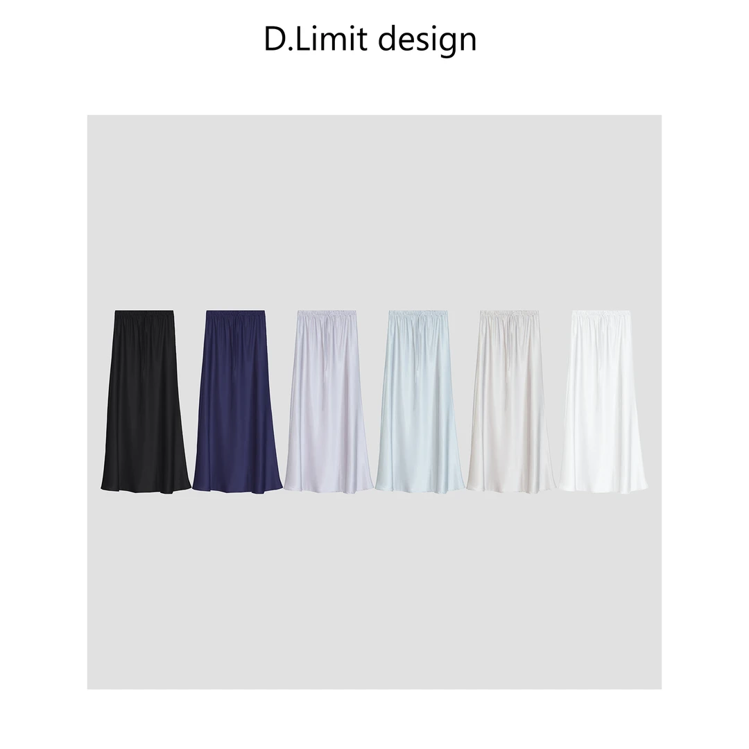 【D.Limit design】气质缎面百搭抽绳醋酸半身裙DLCK12066