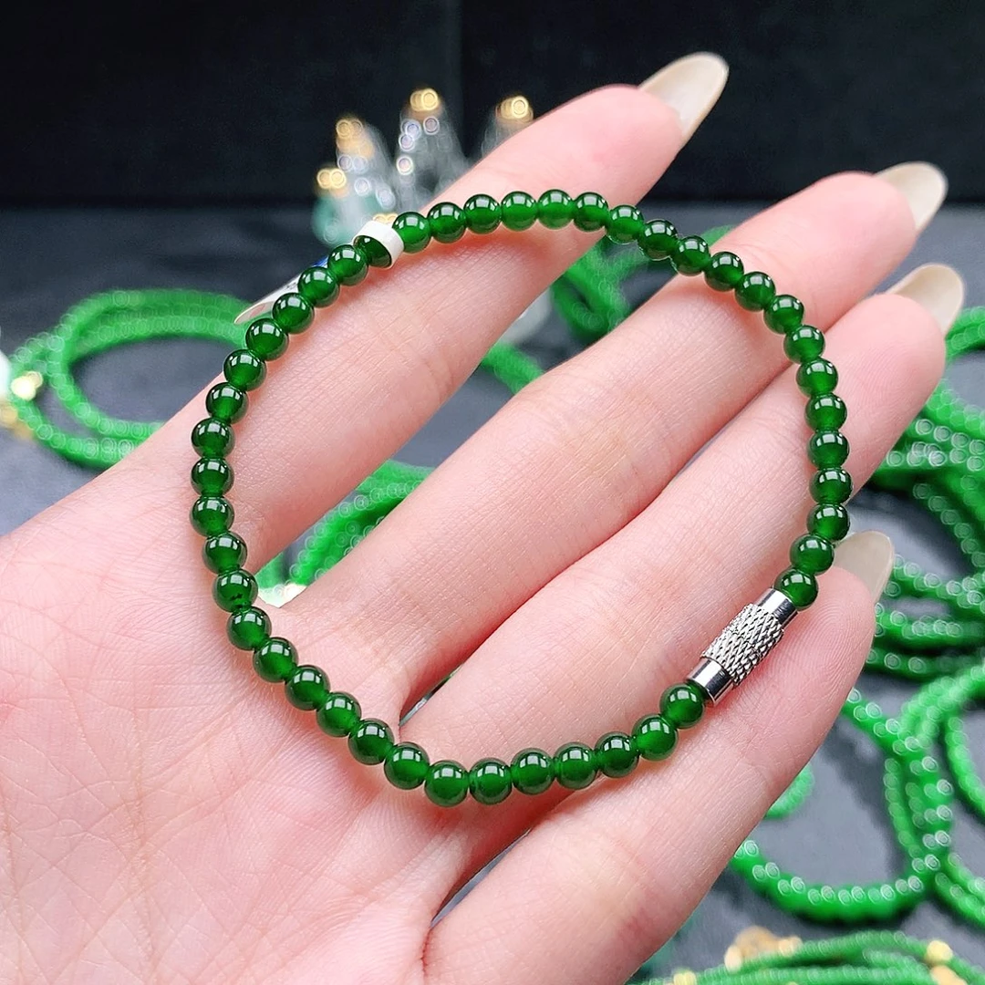 宝***豆翡翠未镶嵌手串手链