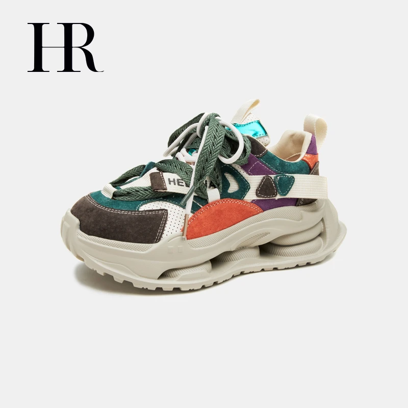 HR/赫莲娜厚底老爹鞋女2025春款新款小众潮流女鞋增高休闲运动鞋