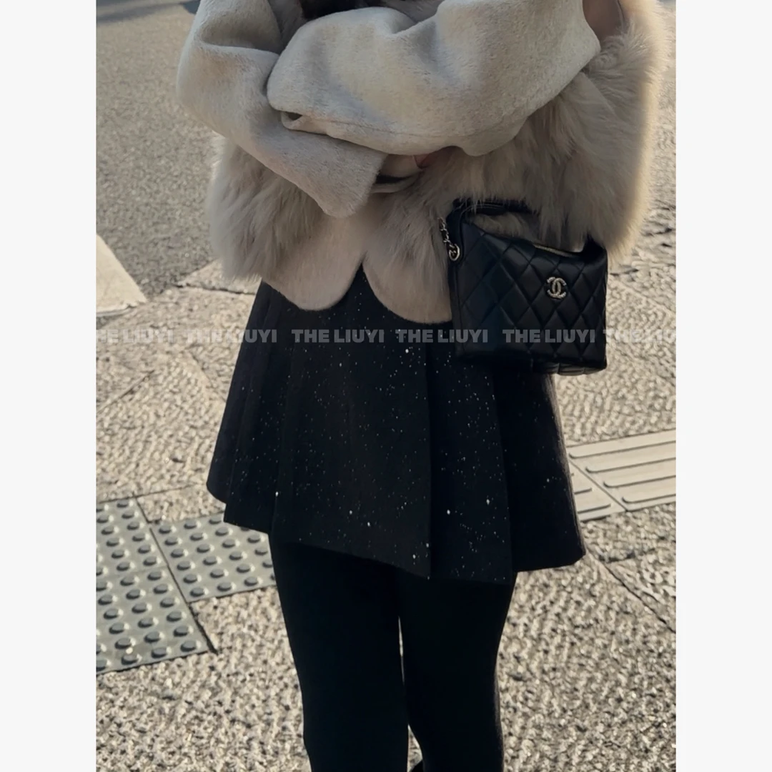 【LIUYI】冬款精致显瘦百搭满天星百褶裙51124A7