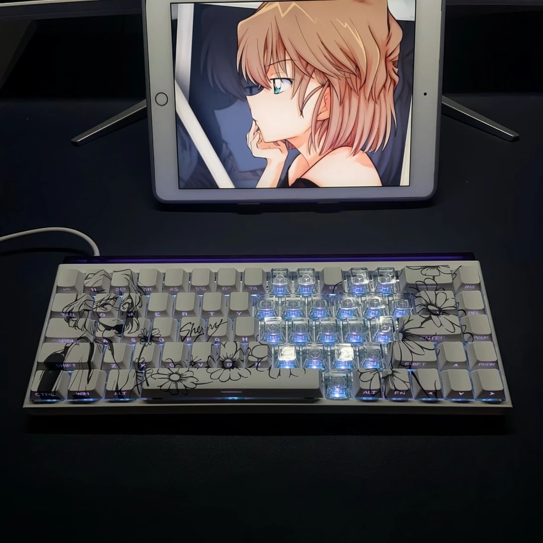 灰原哀2.0键帽侧刻字符透光ace68 x87 醉鹿a75 迈从jet75 65 87