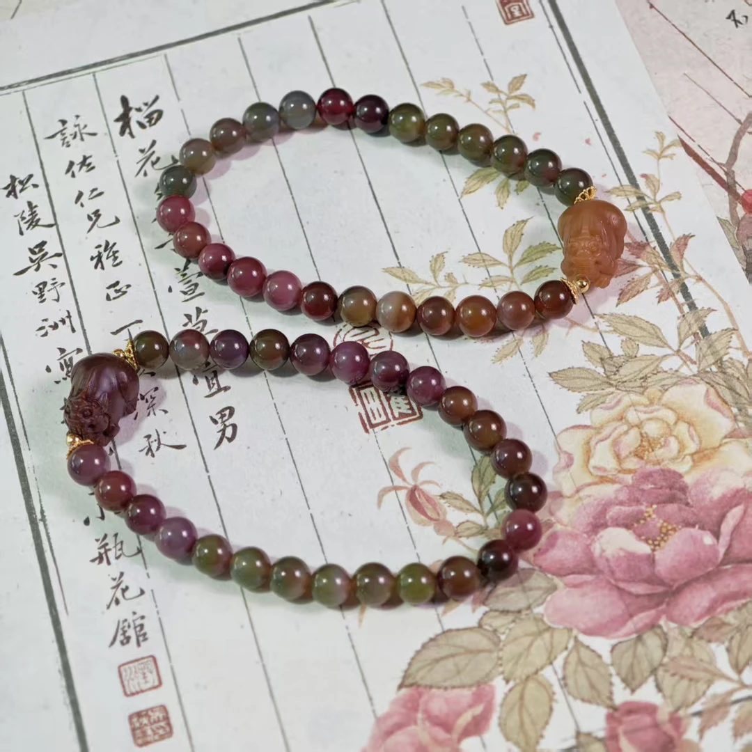 【Y】 7C盐源玛瑙单圈手串diy貔貅6mm+（多样性发货一件）