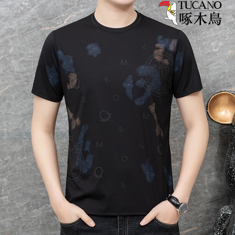 【高品质夏季】品牌男士锦氨舒适透气轻奢圆领短袖T恤