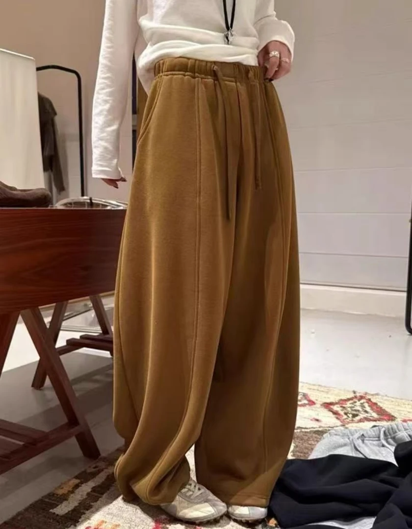 Manmi   松紧腰加绒阔腿卫裤   6633（K3）