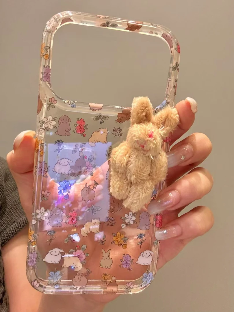 春日ins卡通小兔花朵适用ihone17promax苹果16pro手机壳15新款14