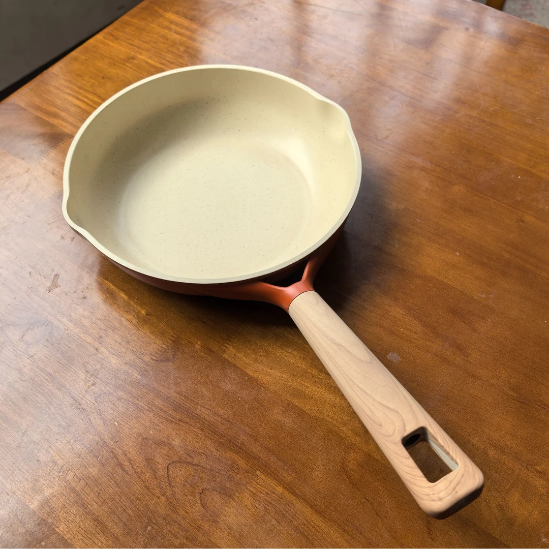 24cm小卡煎锅无盖橙色高颜值麦饭石平底锅全灶具通用微瑕