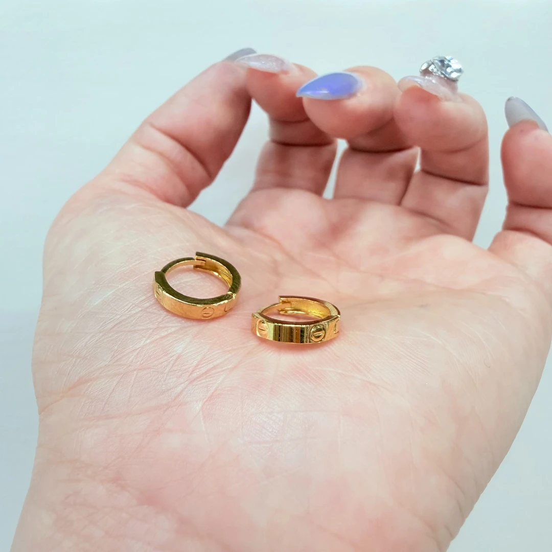 【金耳钉】一字耳圈足金999百搭送女友5G精致灵动百搭零附加