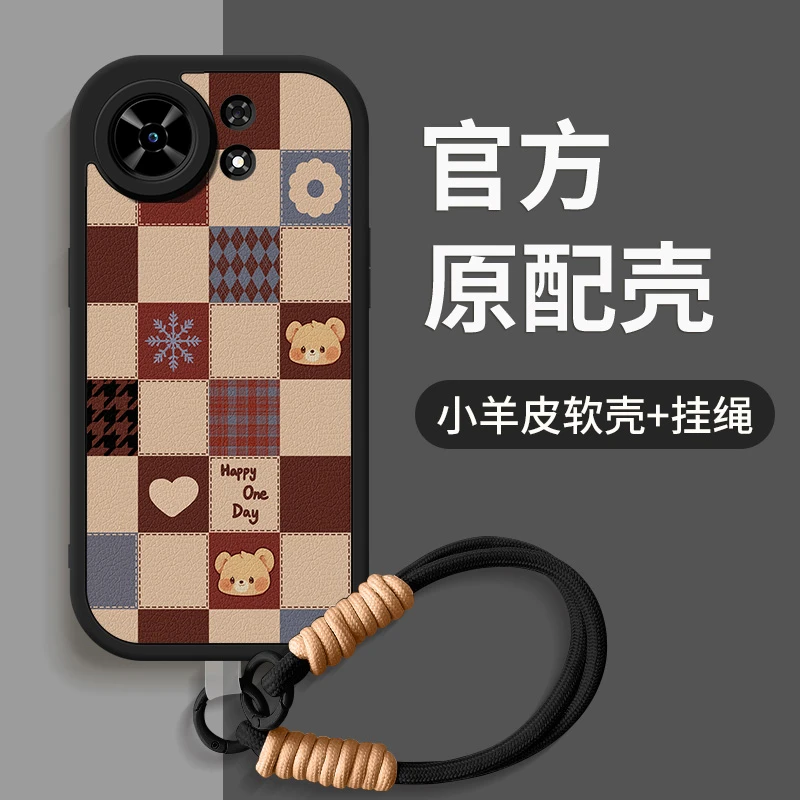 格子小熊适用华为麦芒40手机壳新款带挂绳硅胶镜头全包防摔保护套