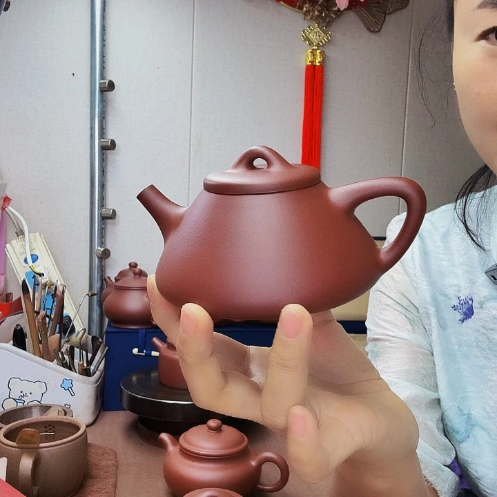 红***祥紫砂茶壶子冶石瓢半手,260毫升,底槽清