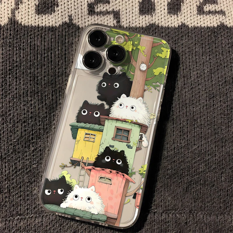 Lucky可爱树屋小猫适用iphone16苹果13手机壳小米vivo华为oppo套