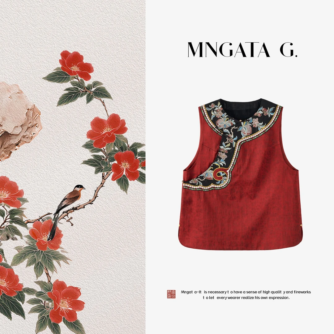 MNGATA G.宫小妍【香云纱·红满京城】夏日新中式中国风马甲5050703