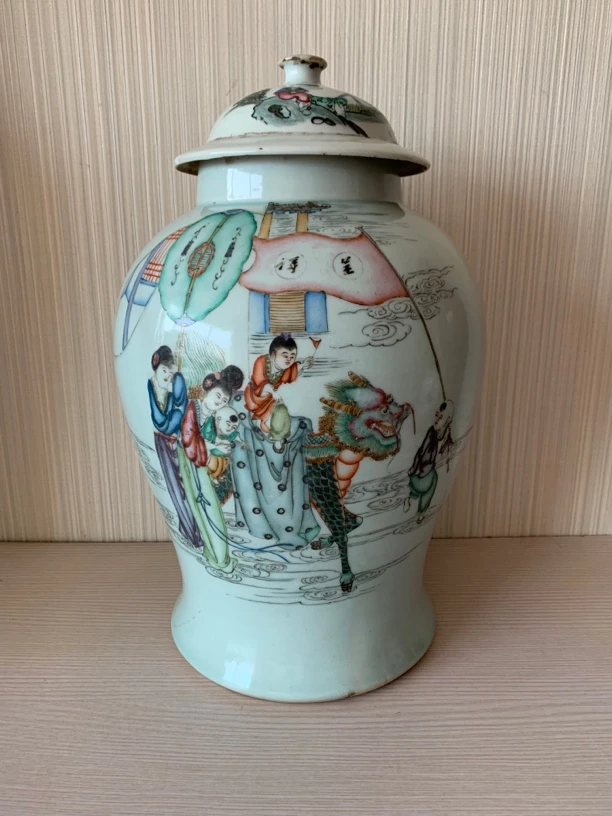 粉彩 人物故事 将军罐